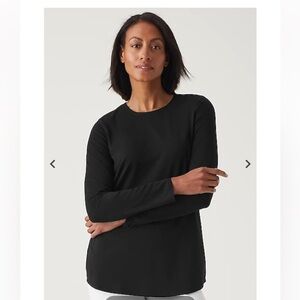 Purejill Pima stretch cotton shirttail long sleeve tee black crew neck size XL